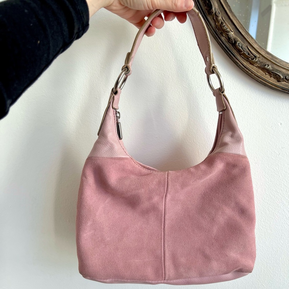 Vintage pink New York & Company Soft Leather and Suede Shoulder Bag